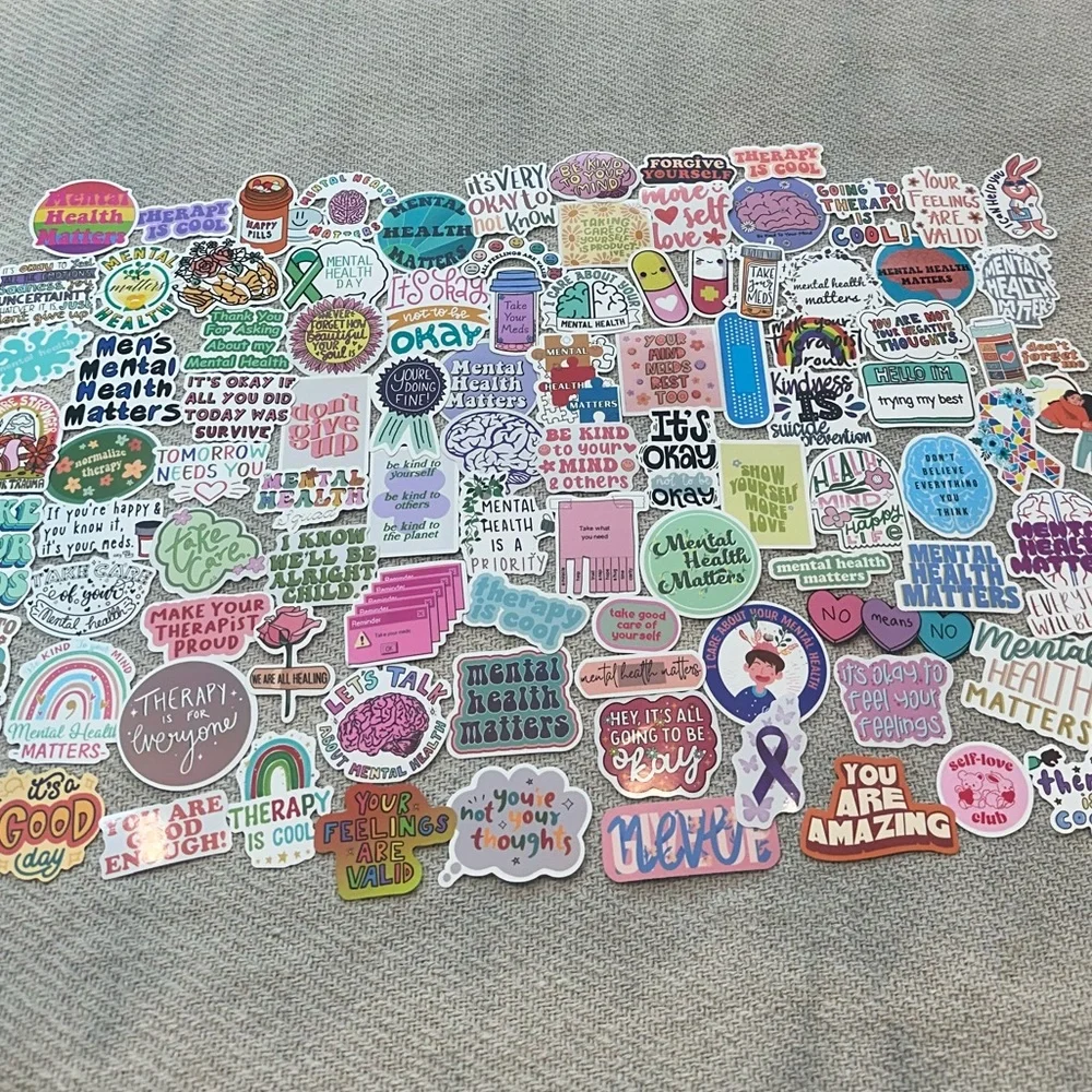 Mental Health Matters Stickers 100 pcs Therapy Kindness Meds Motivation - Picture 9 of 9